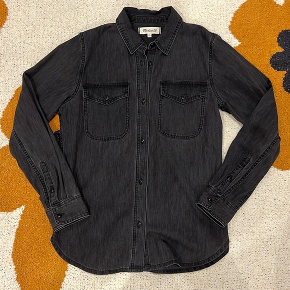 Madewell Black Denim Button Down Shirt - Picture 1 of 3